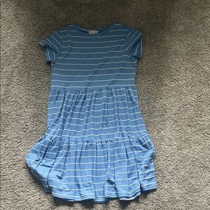 See You Monday Sky Blue Striped Kids Dress